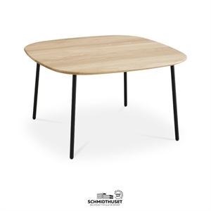 Oak sofabord bordplade massiv eg olie / Sort stålben - 80 x 80 cm.